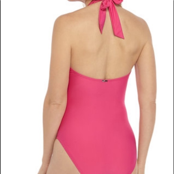 TOMMY Hilfiger Shirred Halter One Piece Swimsuit - Picture 2 of 11